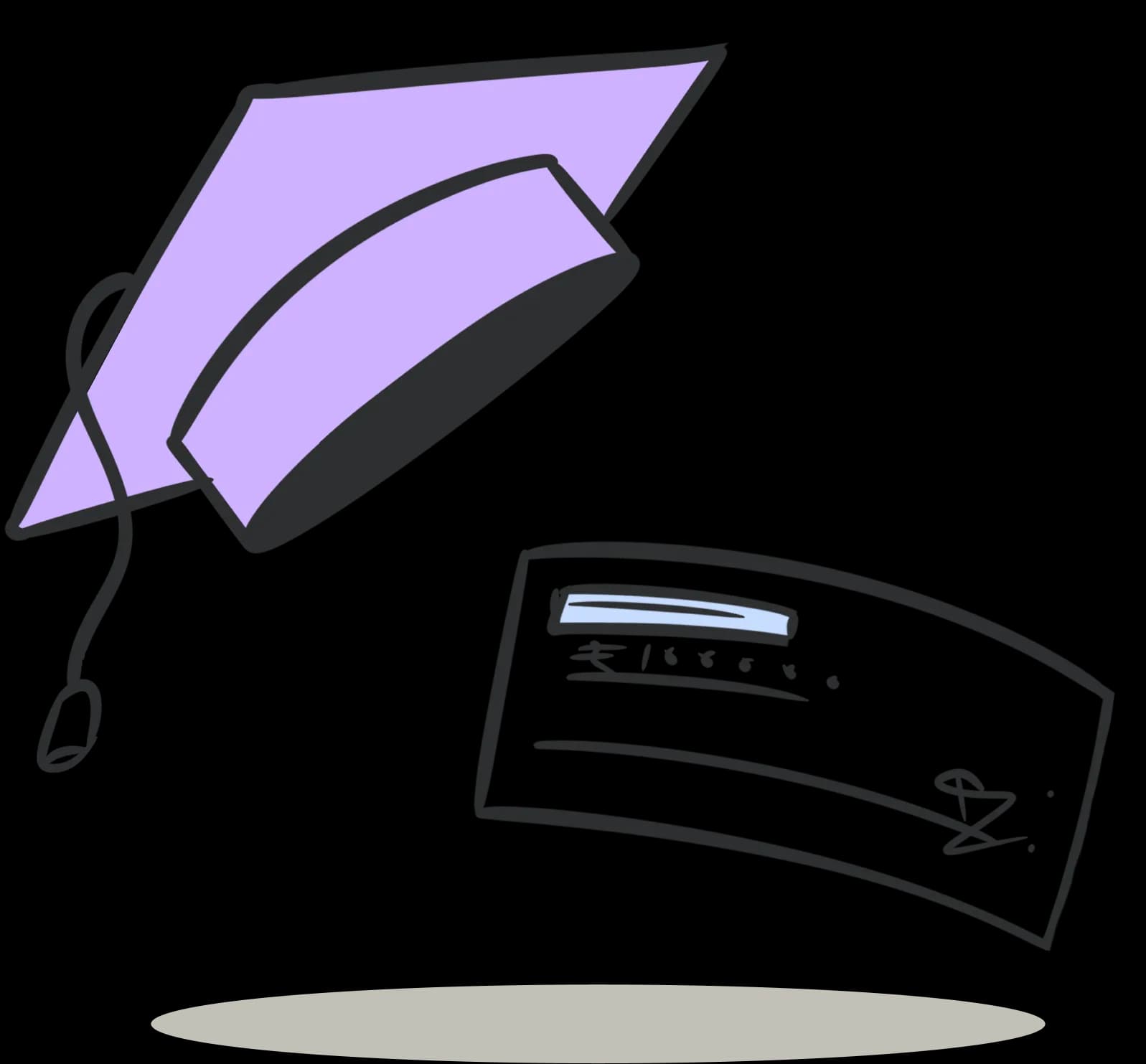 Illustration of a graduation cap and placement document